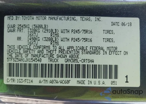 2018 Toyota Tacoma Sr5 V6 from USA, damaged, VIN 5TFSZ5AN1JX154540